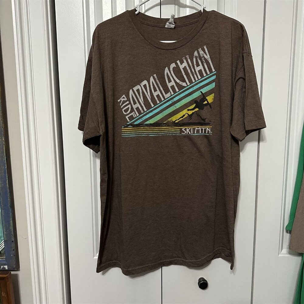 Appalachian Ski Mountain Ride T Shirt Snowboard Xl Brown Spectra Usa Apparel